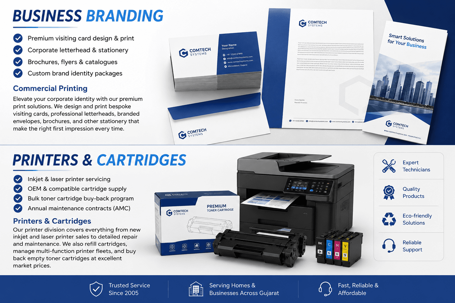 Commercial printing — visiting cards and letterheads